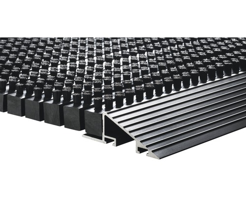Fußmatte mit Bürstenprofil und Aluminiumrampe
