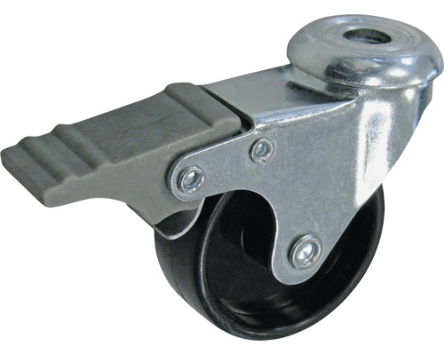 Apparate-Lenkrolle, bis 35 kg, m. Rückenloch u. Totalfeststeller, 50 x 66 x 19 mm Möbelrolle mit Bremse