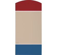 Farbfelder in den Farbtönen Rot, Beige und Blau