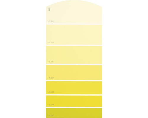 Farbmusterkarte Farbtonkarte B02 Farbwelt gelb 21x10 cm
