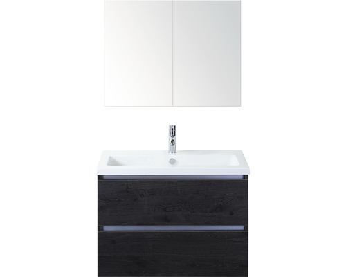 Badmöbel-Set Sanox Vogue BxHxT 81 x 170 x 41 cm Frontfarbe black oak mit Waschtisch Keramik weiß Badmöbel-Set Sanox Vogue BxHxT 81 x 170 x 41 cm Frontfarbe black oak mit Waschtisch Keramik weiß