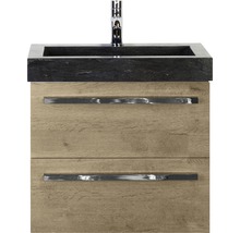 Waschtischunterschrank mit zwei Schubladen, Steinwaschbecken und Armatur