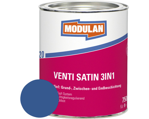 MODULAN 6120 Venti Lack Satin 3in1 RAL 5010 enzianblau 750 ml Modulan Venti Satin 3in1 Lackdose mit Farbbeispiel