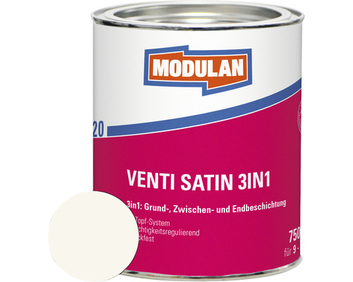 MODULAN 6120 Venti Lack Satin 3in1 RAL 9010 reinweiß 750 ml Modulan Venti Satin 3in1 Lackdose mit Farbmuster