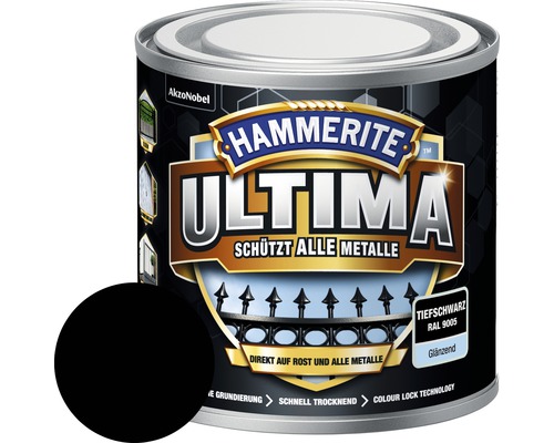 Hammerite Metallschutzlack Ultima Ral9005 tiefschwarz glänzend 250 ml