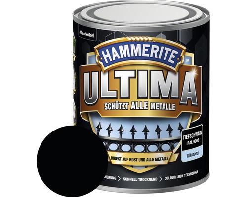 Hammerite Metallschutzlack Ultima Ral 9005 tiefschwarz glänzend 750 ml