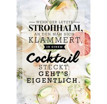 Cocktail-Szene mit Grapefruit- und Gurkenscheiben sowie Textgrafik
