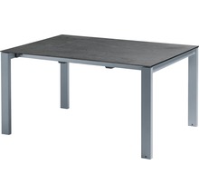 Rechteckiger Gartentisch mit grauer Tischplatte und Aluminiumgestell