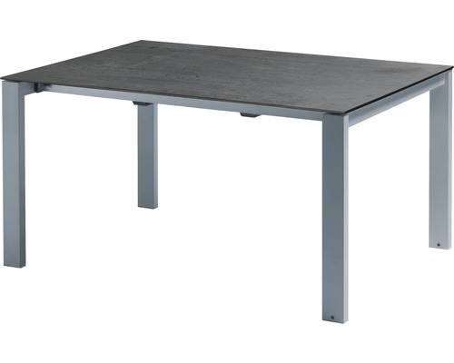 Rechteckiger Gartentisch mit grauer Tischplatte und Aluminiumgestell