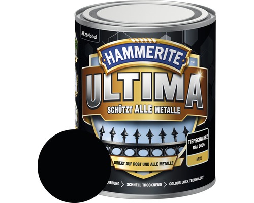 Hammerite Metallschutzlack Ultima Ral 9005 tiefschwarz matt 750 ml