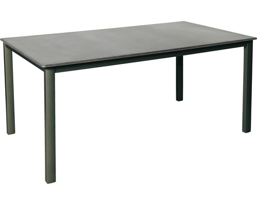 Rechteckiger Esstisch mit Metallgestell und Tischplatte