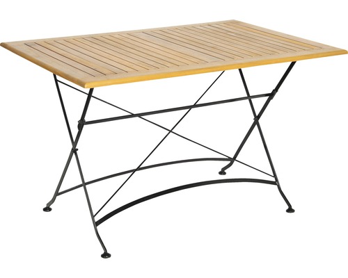 Klappbarer Gartentisch mit Holzplatte und Metallgestell