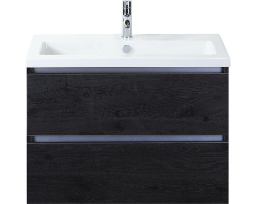 Einzelbadmöbel Sanox Vogue BxHxT 81 x 59 x 41 cm Frontfarbe black oak mit Waschtisch Keramik weiß Griff chrom matt 81738349