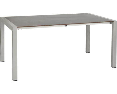 Rechteckiger Esstisch mit Metallgestell und Tischplatte