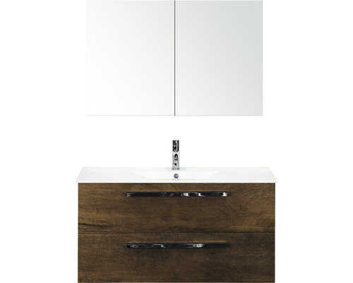 Badmöbel-Set Sanox Seville BxHxT 101 x 170 x 46 cm Frontfarbe tabacco mit Waschtisch Keramik weiß Badmöbel-Set Sanox Seville BxHxT 101 x 170 x 46 cm Frontfarbe tabacco mit Waschtisch Keramik weiß