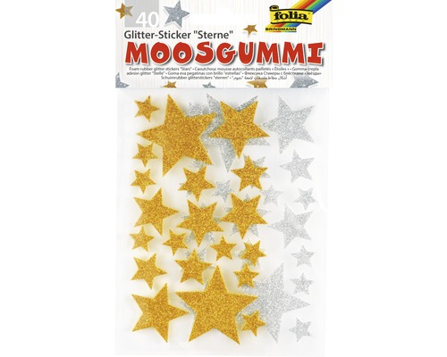 Moosgummi Glitter-Sticker Sterne 40-tlg.