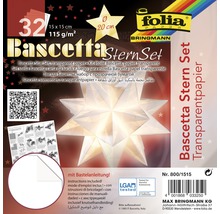 Bascetta Stern Set Transparentpapier mit 32 Blatt, 15x15 cm, inklusive Bastelanleitung