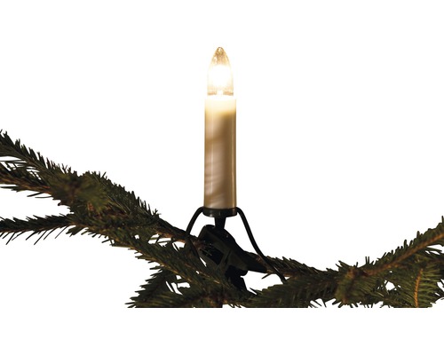 Christbaumkerze mit Klemme an Tannenzweig