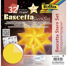 Bascetta Stern Set, Transparentpapier, 32 Blatt, 20 x 20 cm, 115 g/m², inklusive Bastelanleitung