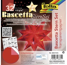 Bascetta-Stern Set, transparentes Papier 15x15 cm rot-thumb-0