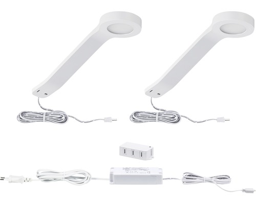 Paulmann Möbelleuchte Starterset Tunable White 2x100 lm 2700- 6500 K Spot Mike weiß 12V s Stück Zwei weiße LED-Leuchten mit Zubehör