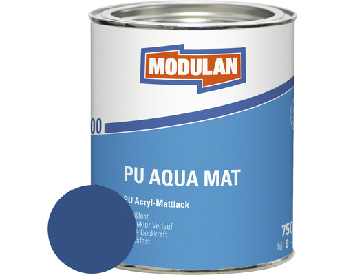 MODULAN 6200 PU Lack Aqua Matt RAL 5010 enzianblau 750 ml Dose mit matter PU Aqua Farbe