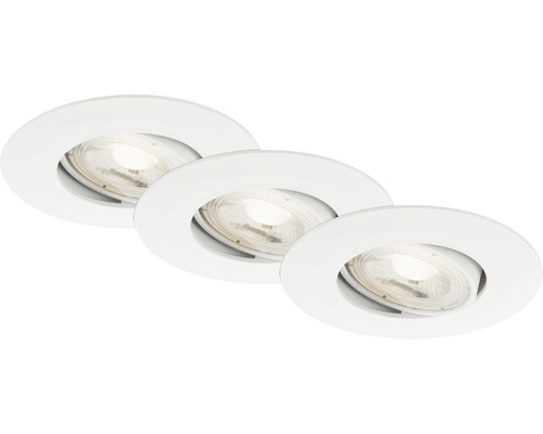 LED Einbauleuchten-Set 3-tlg dimmbar IP23 3x5W 3x460 lm 3000 K weiß Ø 9/6,8 cm 230V Drei weiße Deckeneinbaustrahler