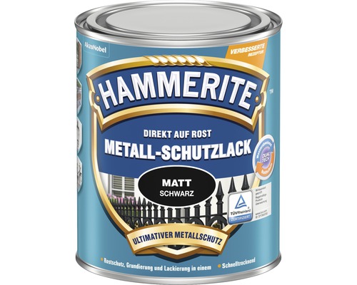 Hammerite Metallschutzlack, direkt auf Rost, matt schwarz