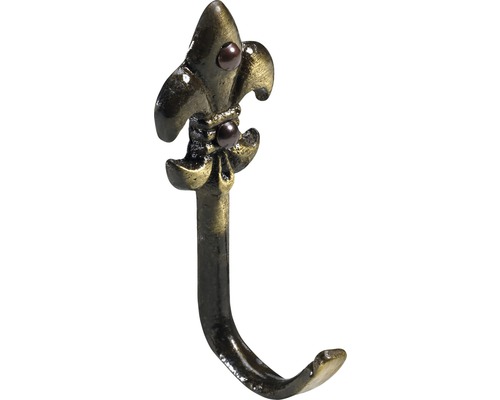 Garderobenhaken 1 Haken Zinkdruckguss vermessingt brüniert LxBxH 26x21x52 mm 2 Stück Wandhaken aus Metall im Lilien-Design