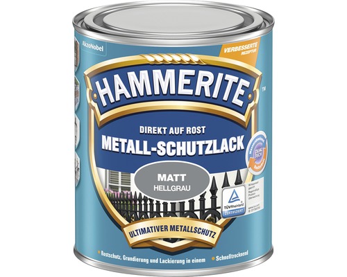 Hammerite Metallschutzlack direkt auf Rost, matt hellgrau, im Farbdose
