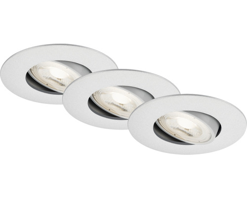 LED Einbauleuchten-Set 3-tlg dimmbar IP23 3x5W 3x460 lm 3000 K warmweiß rund chrom matt Ø 90/68 mm 230V