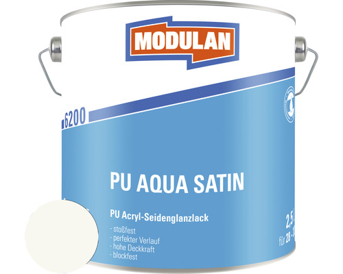 MODULAN 6200 PU Lack Aqua Satin RAL 9016 verkehrsweiß 2,5 L Modulan PU Aqua Satin Lackdose, 2,5 Liter