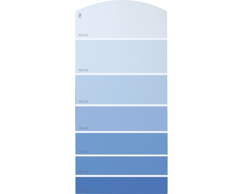 Farbmusterkarte Farbtonkarte F02 Farbwelt blau 21x10 cm