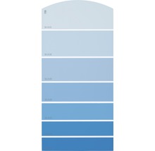 Farbfächer mit verschiedenen Blautönen zur Farbauswahl