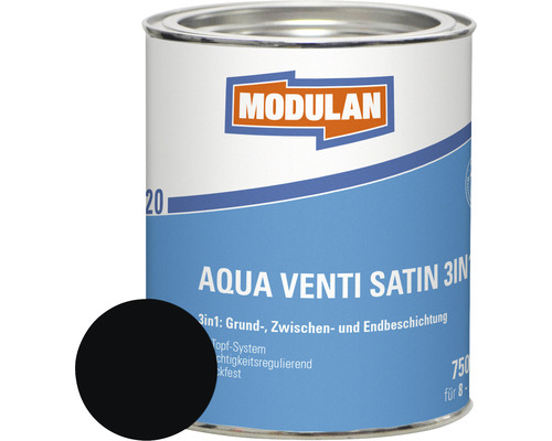 MODULAN 6220 Aqua Venti Lack Satin 3in1 RAL 9005 tiefschwarz 750 ml