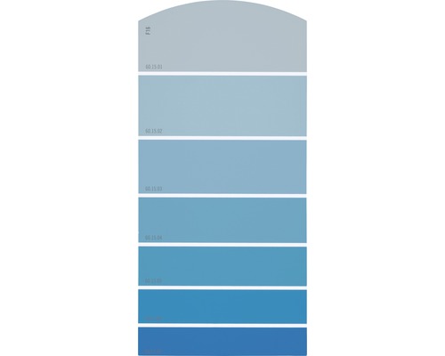 Farbmusterkarte Farbtonkarte F16 Farbwelt blau 21x10 cm