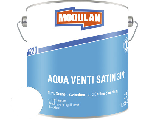 MODULAN 6220 Aqua Venti Lack Satin 3in1 weiß 2,5 L-0