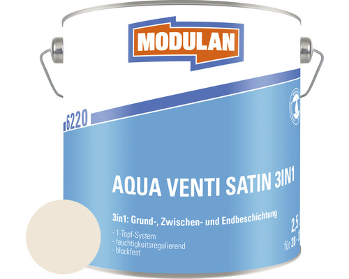 MODULAN 6220 Aqua Venti Lack Satin 3in1 RAL 9001 cremeweiß 2,5 L Dose Aqua Venti Satin 3in1 von Modulan