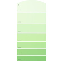 Farbfächer mit verschiedenen Grüntönen für Wandfarben