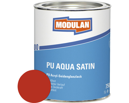 MODULAN 6200 PU Lack Aqua Satin RAL 3000 feuerrot 750 ml Modulan PU Aqua Satin Lackdose mit Farbbeispiel