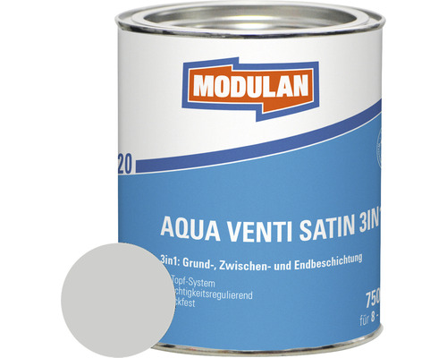 MODULAN 6220 Aqua Venti Lack Satin 3in1 RAL 7035 lichtgrau 750 ml Modulan Aqua Venti Satin 3in1 Lackfarbe, 750 ml Dose