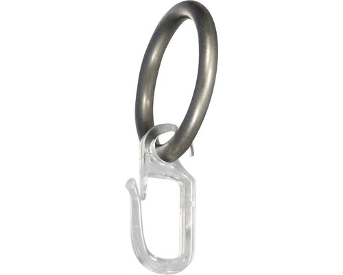 Gardinenring rund mit Haken für Carpi, Narvik edelstahl-optik Ø 16 mm 10 Stk. Gardinenring mit transparentem Faltenlegehaken