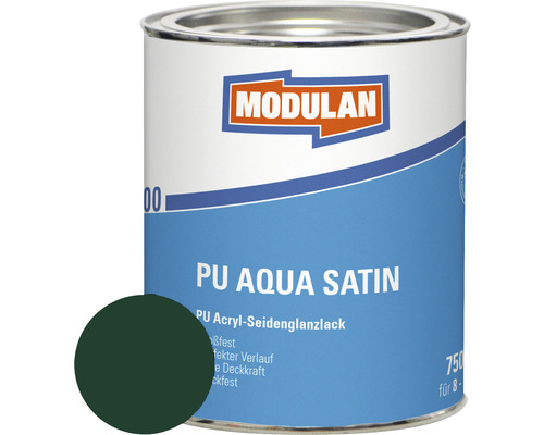 MODULAN 6200 PU Lack Aqua Satin RAL 6005 moosgrün 750 ml Modulan PU Aqua Satin Lackdose mit Farbbeispiel
