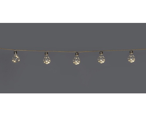 Lichterkette mit Hanfschnur Lafiora Beleuchtungsstrecke 450 cm Lichtfarbe warmweiß für Innen Betrieb über Batterie Kabelfarbe schwarz inkl. Timerfunktion Lichterkette mit Birnenförmigen LED-Leuchten