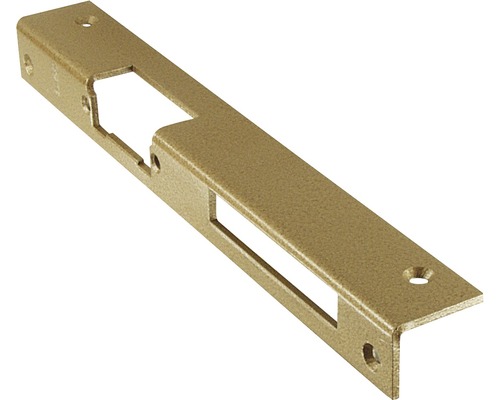 Türschließblech aus Metall mit Aussparungen für Türschloss und Falle