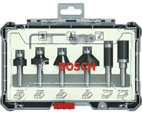 Bosch Fräser-Set mit sechs Fräsern und Zubehör im Koffer