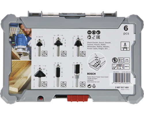 Bosch Fräsersatz mit sechs Teilen im Koffer