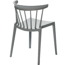 Grauer Stuhl mit Rückenlehne im Sprossen-Design
