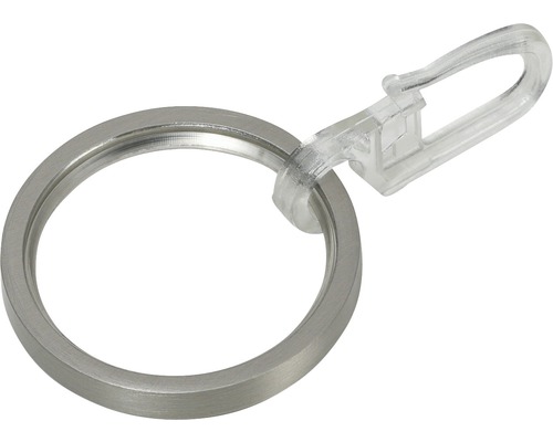 Gardinenring flach mit Haken und Gleiteinlage für Rivoli edelstahl-optik Ø 20 mm 10 Stk.