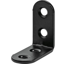 Schwarzer Winkelverbinder mit Schraubenlöchern
